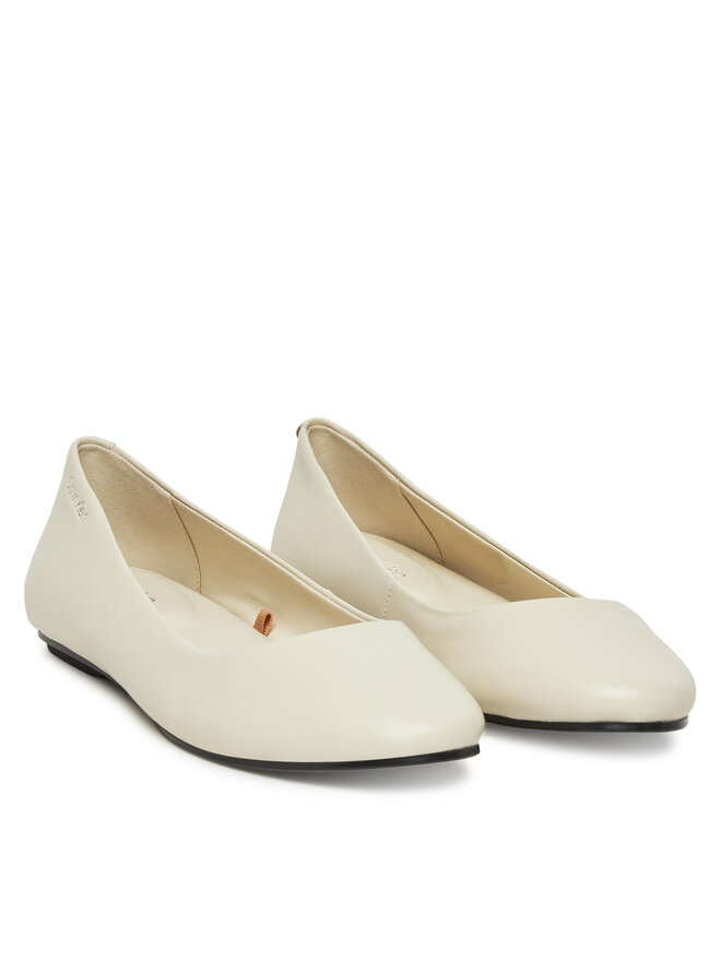 Calvin Klein Baleriny Calvin Klein Flat Mary Jane - Lth HW0HW02341 Écru