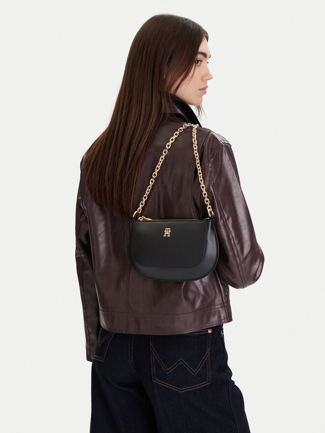 Tommy Hilfiger Handtasche Tommy Hilfiger Th Glam Mini Chain Crossover AW0AW18142 Schwarz
