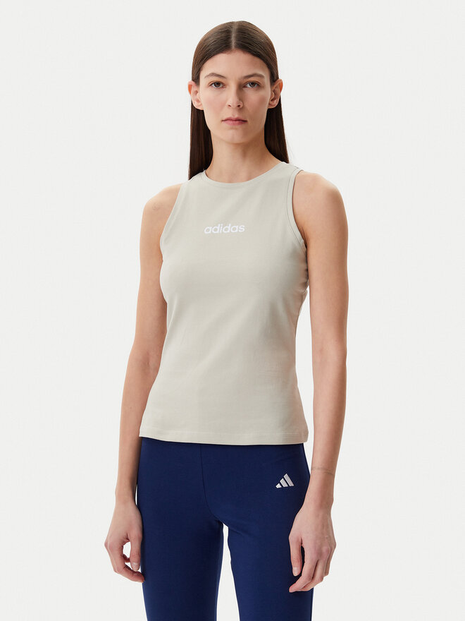 adidas adidas Top Essentials Linear JC5790 Beis Slim Fit