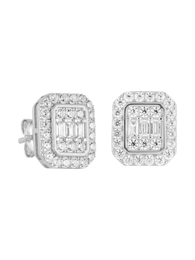 ICED STUFF Orecchini ICED STUFF Diamond Stud Baguette Oro bianco