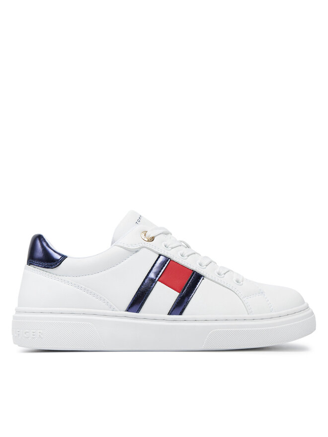 Tommy Hilfiger Laisvalaikio batai Tommy Hilfiger Flag Low Cut Lace-Up Sneaker T3A9-33538-1351 S Balta