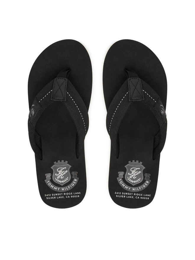 Tommy Hilfiger Zehentrenner Tommy Hilfiger Patch Hilfiger Beach Sandal FM0FM05804 Schwarz