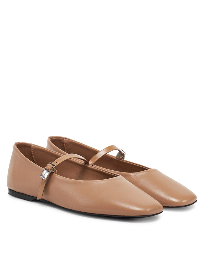 Calvin Klein Balerinke Calvin Klein Ballerina New Buckle - Lth HW0HW02483 Rjava