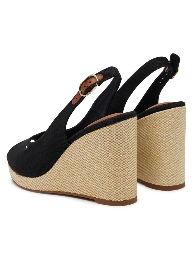 Tommy Hilfiger Espadrile Tommy Hilfiger Flag High Wedge Espad Slingback FW0FW08597 Negru