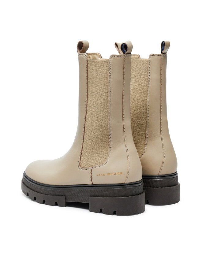 Tommy Hilfiger Kotníková obuv s elastickým prvkem Tommy Hilfiger Monochromatic Chelsea Boot FW0FW06730 Béžová