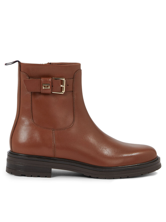 Botine Tommy Hilfiger Thermo Leather Belt Bootie FW0FW07479 Maro epantofi.ro