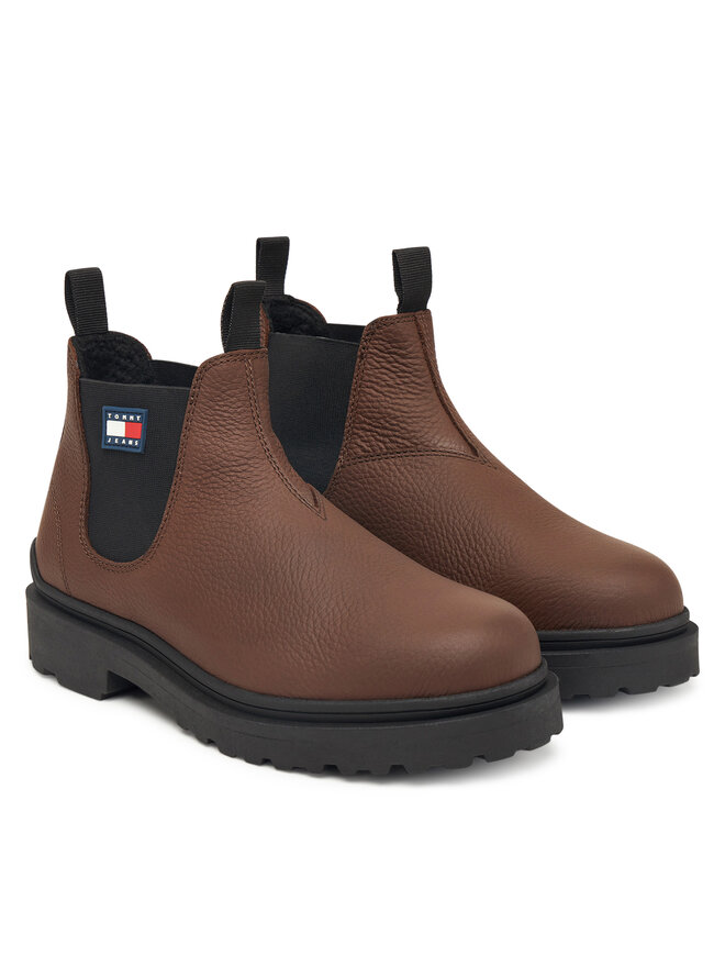 Tommy Jeans Klassische Stiefeletten Tommy Jeans Tjm Chelsea Leather Wl EM0EM01670 Braun