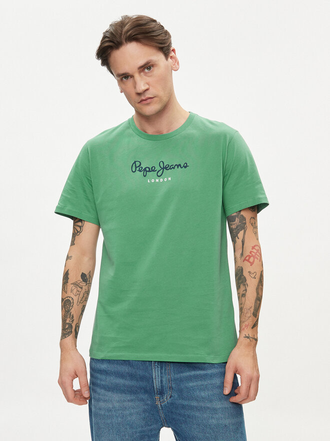 Pepe Jeans Pepe Jeans Marškinėliai Eggo N PM508208 Žalia Regular Fit