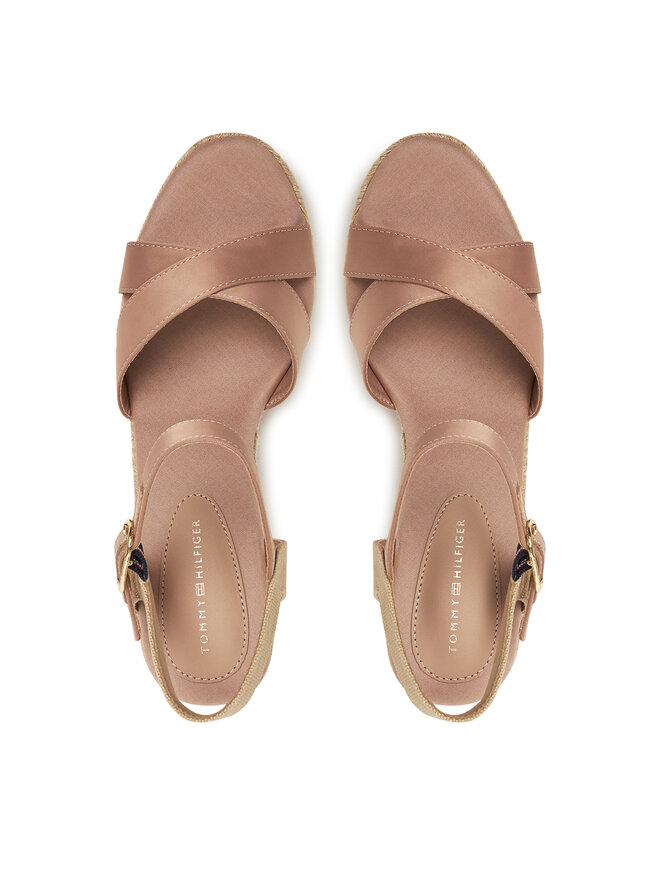 Tommy Hilfiger Espadrilles Tommy Hilfiger Satin High Wedge Espadrille FW0FW08602 Rózsaszín