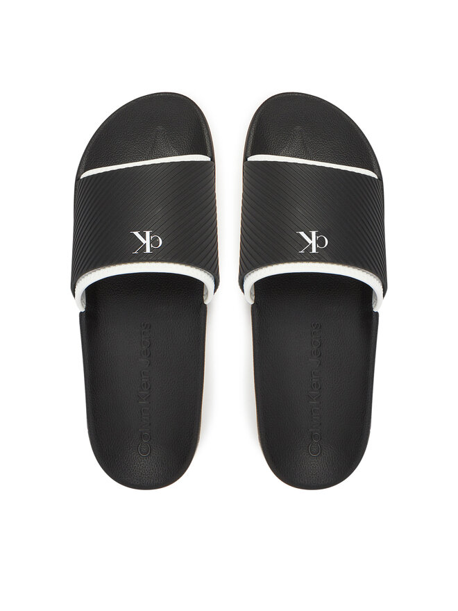 Calvin Klein Jeans Šľapky Calvin Klein Jeans Slide Rubber Neoprene Text YM0YM01234 Čierna