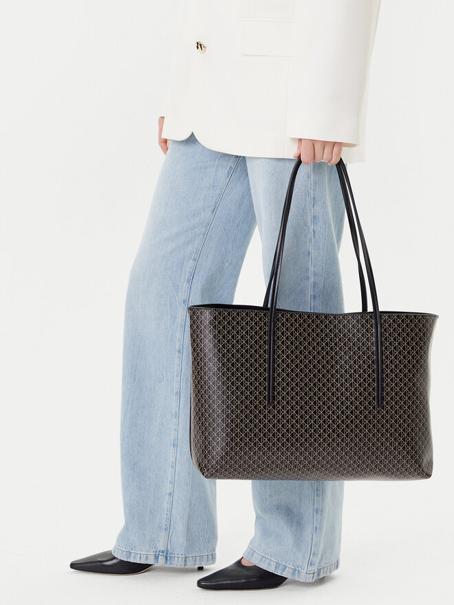 Calvin Klein Handtasche Calvin Klein Emblem Aop Tote W/ Pouch LV04F3266G Schwarz
