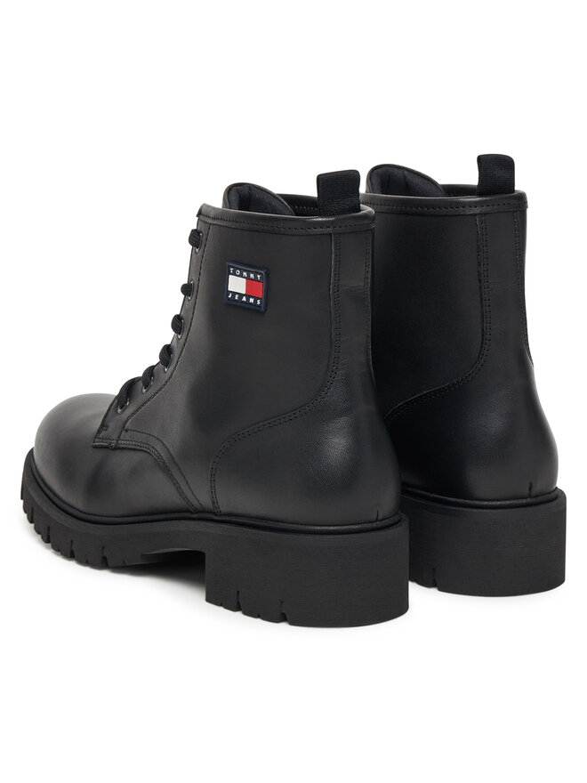 Tommy Jeans Черевики туристичні Tommy Jeans Tjw Lace Up Leather Boot EN0EN02824 Чорний