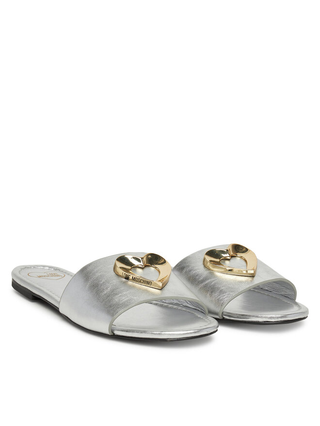 LOVE MOSCHINO Klapki LOVE MOSCHINO JA28161G0MIF090B Srebrny