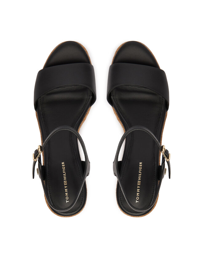Tommy Hilfiger Espadrilles Tommy Hilfiger Mid Wedge Espad Leather FW0FW09340 Schwarz