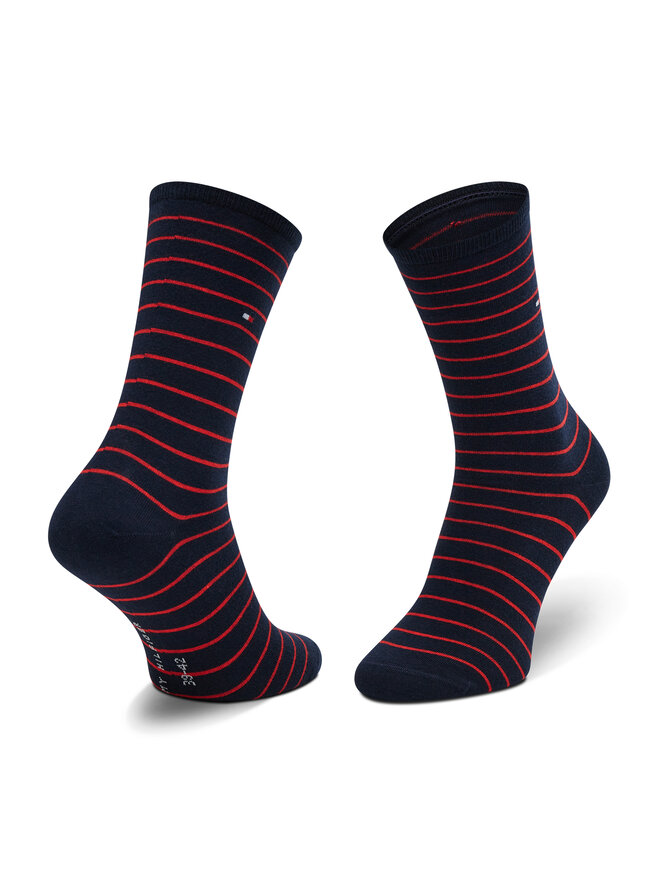 Tommy Hilfiger Set od 2 para ženskih visokih čarapa Tommy Hilfiger 100001494 Tamnoplava