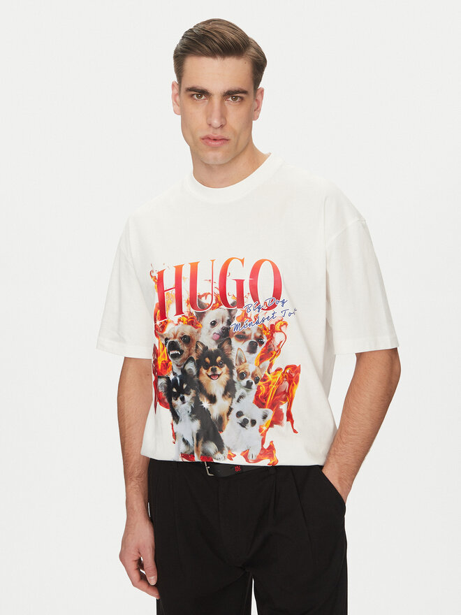 HUGO HUGO Camiseta Dugie 50538259 Écru Oversize