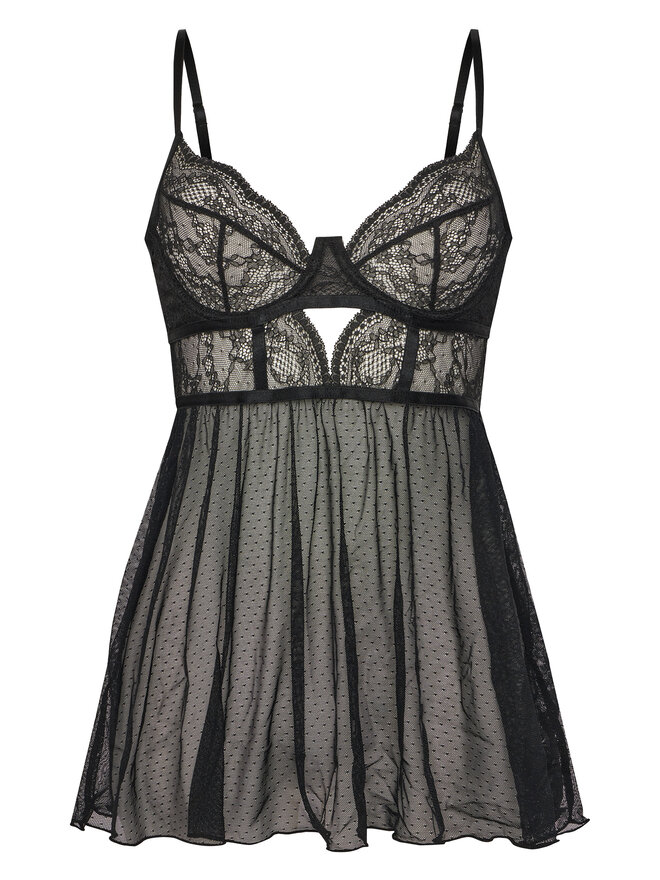 Hunkemöller Hunkemöller Combinación / Enagua Babydoll Isabelle 205820 Negro