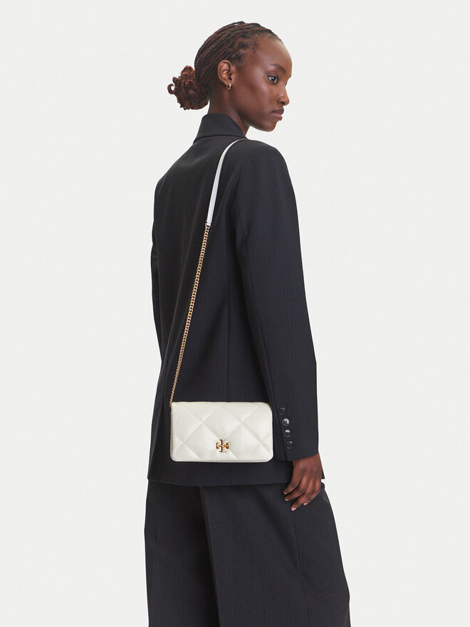 Tory Burch Táska Tory Burch Kira iamond Quilt Chain Wallet 158624 Fehér