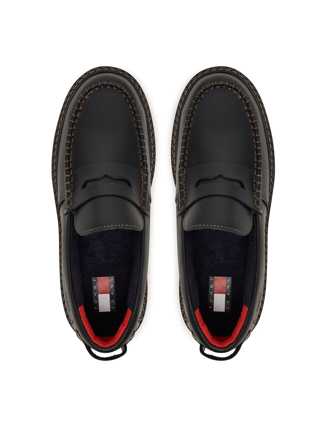 Tommy Jeans Slipper Tommy Jeans Archive '01 Loafer Leather EN0EN03005 Schwarz