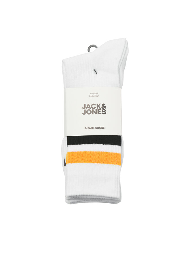 Jack&Jones Zestaw 5 par wysokich skarpet męskich Jack&Jones Tirana 12277074 Biały