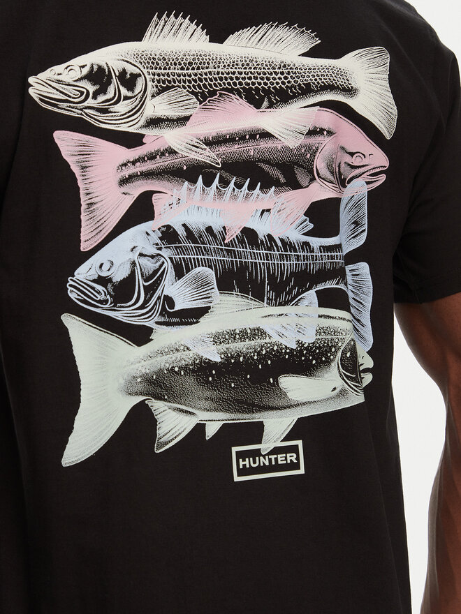 Hunter Hunter Majica Raasay Graphic HARM0034251 Črna Regular Fit