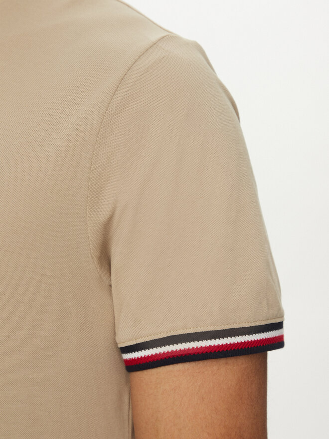 Tommy Hilfiger Tommy Hilfiger Camiseta Global Stripe MW0MW38630 Beis Regular Fit
