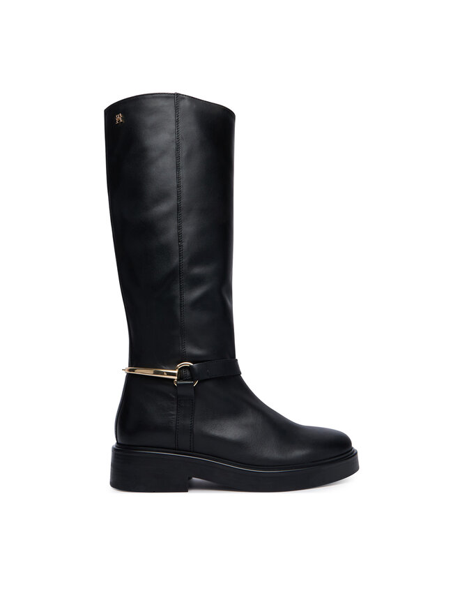 Tommy Hilfiger Klassische Stiefel Tommy Hilfiger Th Stud Leather Knee Riding Boot FW0FW09608 Schwarz