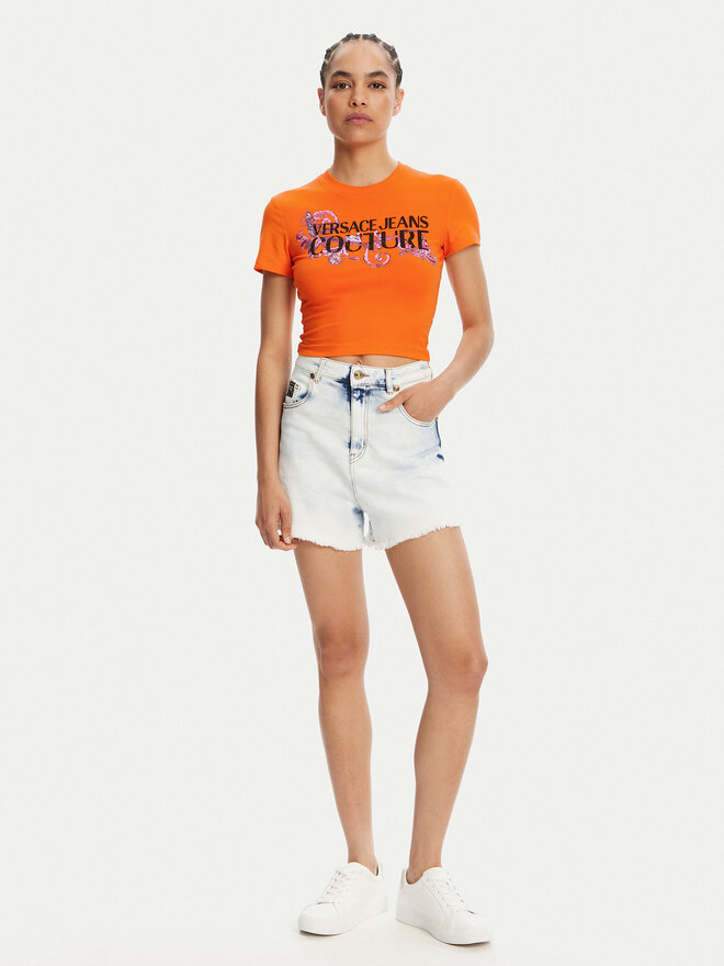 Versace Jeans Couture Versace Jeans Couture Marškinėliai 78HAHC05 Oranžinė Slim Fit