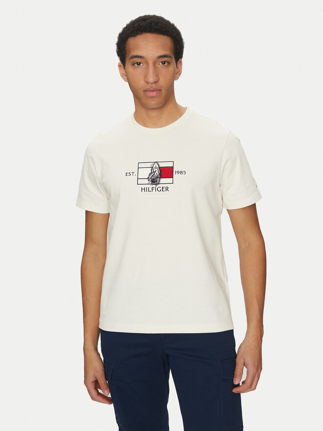 Tommy Hilfiger Tommy Hilfiger Marškinėliai Sailing MW0MW38628 Écru Regular Fit