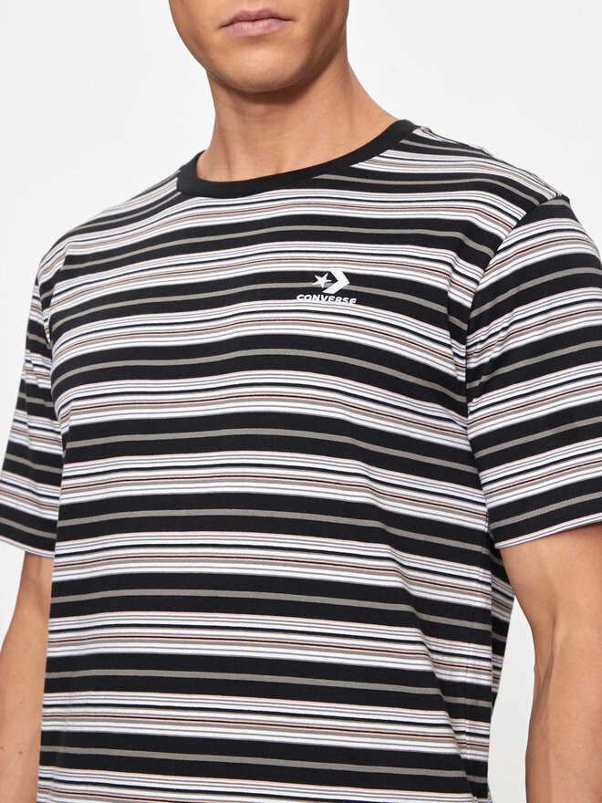 Converse Converse T-Shirt M Loose Fit Striped Tee 10027159-A01 Schwarz Loose Fit
