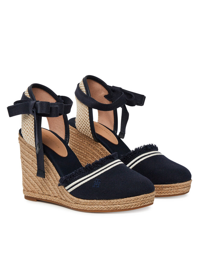 Tommy Hilfiger Espadrilles Tommy Hilfiger Fringe Canvas High Wedge FW0FW08878 Sötétkék