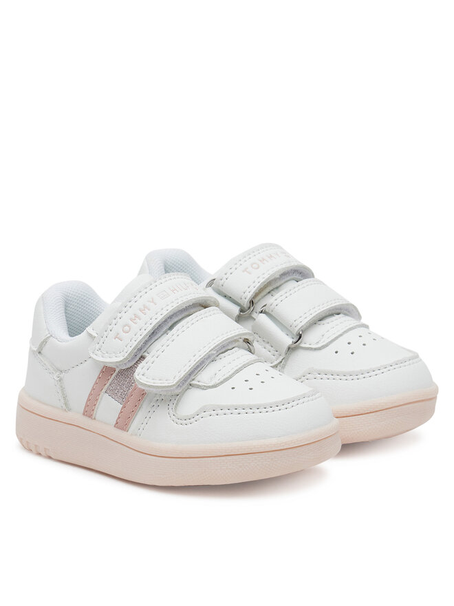 Tommy Hilfiger Snīkeri Tommy Hilfiger Flag Low Cut Velcro Sneaker T1A9-33730-1439 M Balts