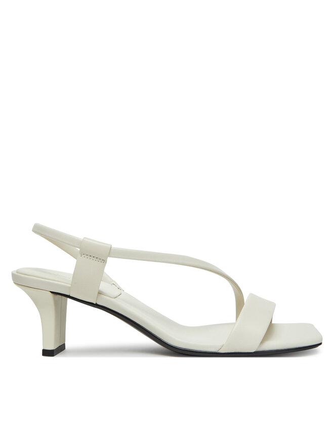 Calvin Klein Sandali Calvin Klein Heel Sandal 50 Squared Lth HW0HW02534 Bianco