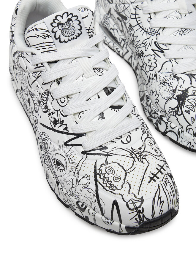 Skechers Сникърси Skechers UNO Printed Lace-Up 183501/WBK Бял