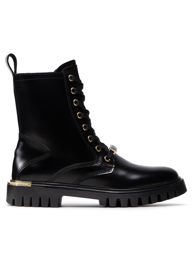 Tommy Hilfiger Bakancs Tommy Hilfiger Polished Leather Lace Up Boot FW0FW06008 Fekete