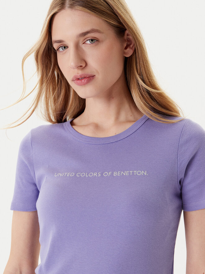United Colors Of Benetton United Colors Of Benetton Marškinėliai 3GA2E16A2 Violetinė Regular Fit