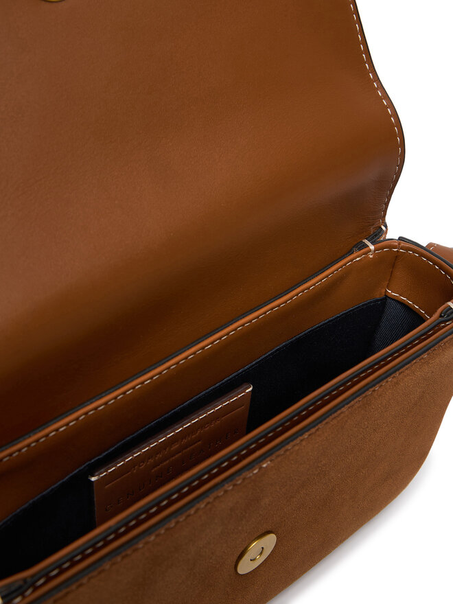 Tommy Hilfiger Handtasche Tommy Hilfiger Script Leather Crossover Suede AW0AW19326 Braun