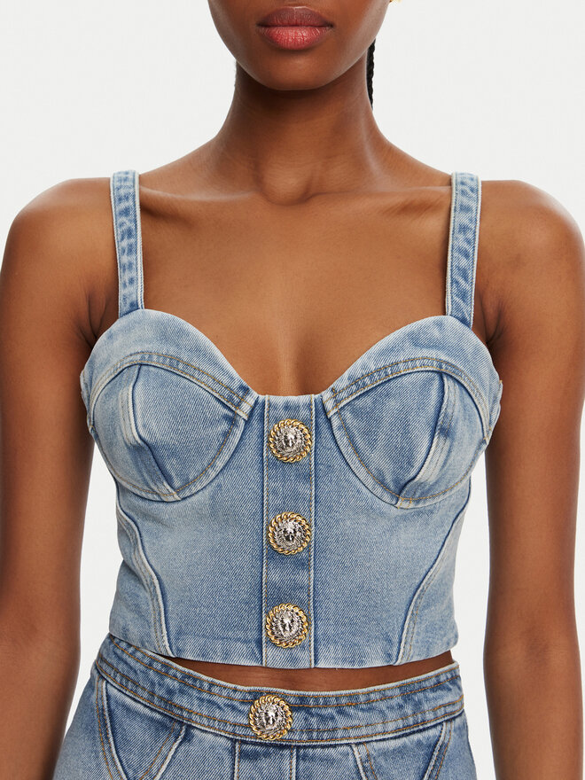 Balmain Balmain Felső DF1AA345DE53 Kék Slim Fit