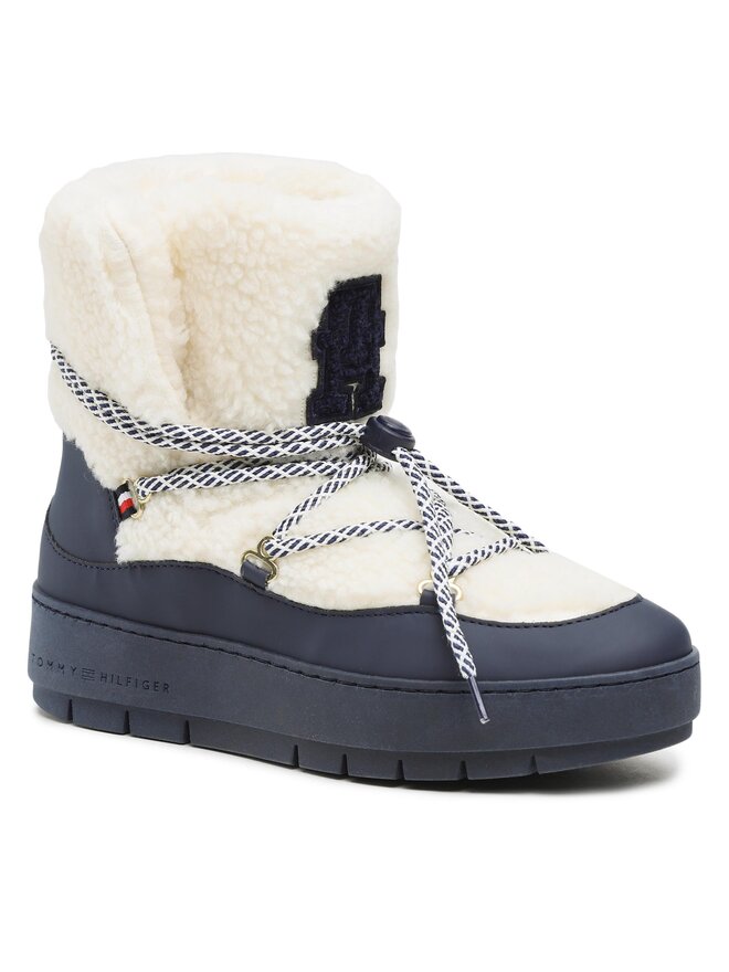 Tommy Hilfiger Botas de nieve Tommy Hilfiger Th Faux Fur Snow Bootie FW0FW06850 Écru