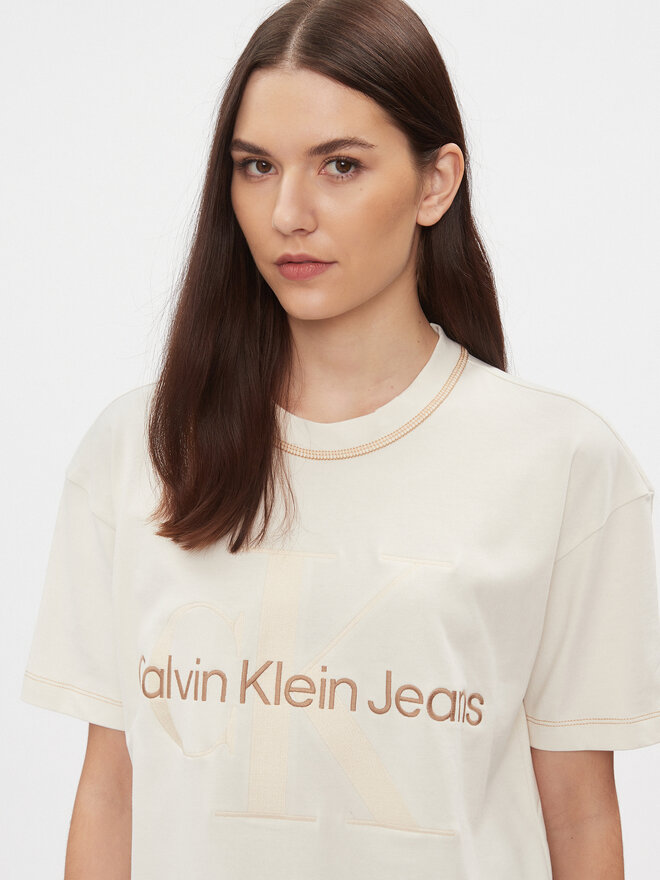 Calvin Klein Jeans Calvin Klein Jeans T-Shirt Hero Monologo J20J222974 Écru Boyfriend Fit