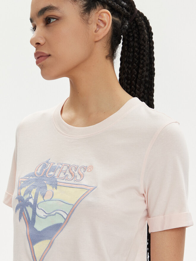 Guess Guess Camiseta Ss Rn Beach Triangle W4GI32 JA914 Rosa Regular Fit