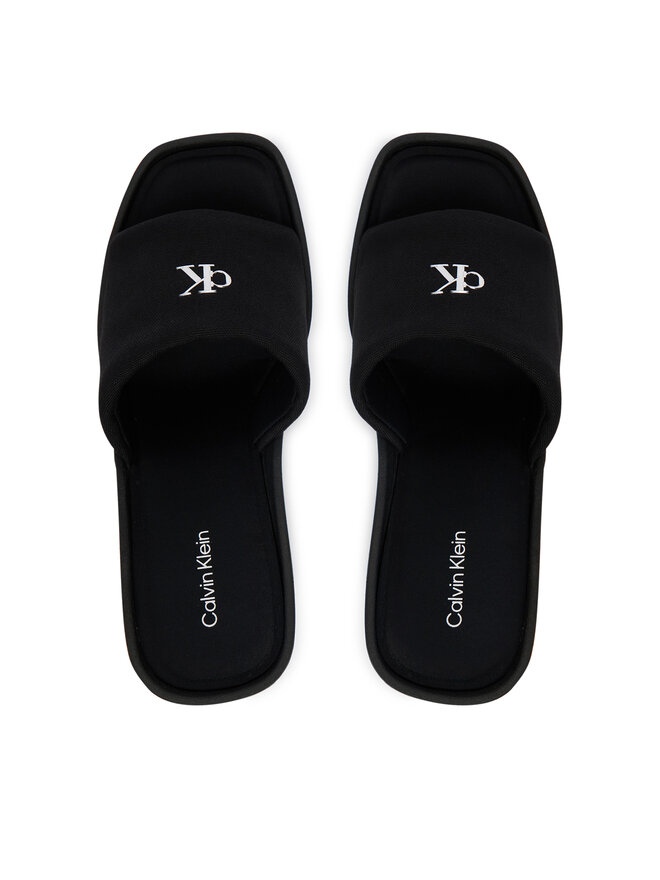 Calvin Klein Pantoletten Calvin Klein Wedge 70 Sndl Canv Mg HW0HW03134 Schwarz