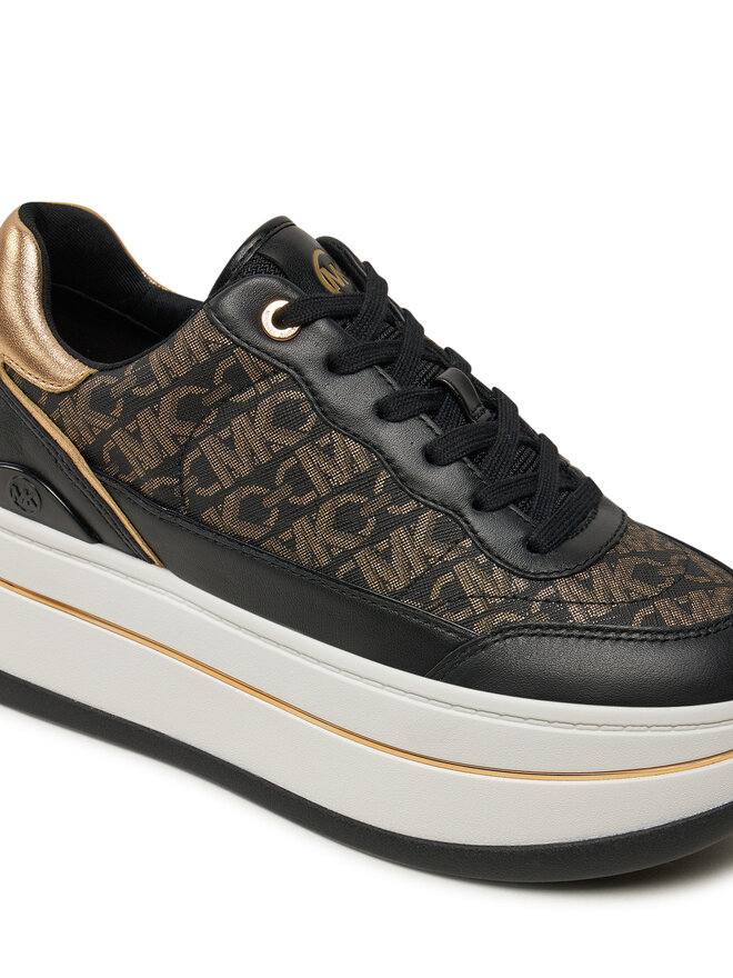 Laisvalaikio batai MICHAEL Michael Kors Hayes Metallic Empire Monogram and  Leather Trainer 43F4HYFS2L Juoda | eavalyne.lt