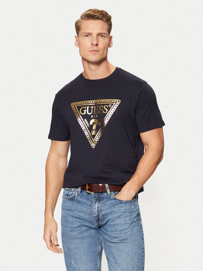 Guess Guess Marškinėliai M5RI49 K9RM1 Tamsiai mėlyna Regular Fit