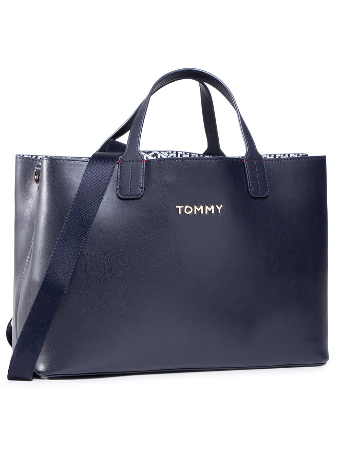 Bolso Tommy Hilfiger Iconic Tommy Satchel AW0AW08512 Azul marino zapatos.es