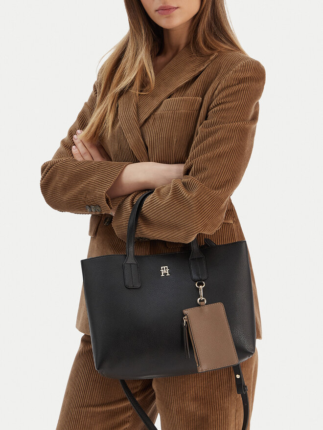 Tommy Hilfiger Handtasche Tommy Hilfiger Th Icon Mini Tote AW0AW18233 Schwarz