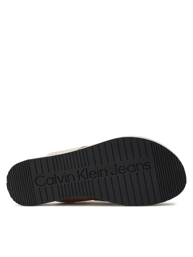 Calvin Klein Jeans Παντόφλες Calvin Klein Jeans Flatform Sandal Webbing In Mr YW0YW01361 Μπεζ
