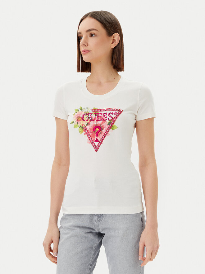 Guess Guess Marškinėliai W5GI10 J1314 Balta Slim Fit