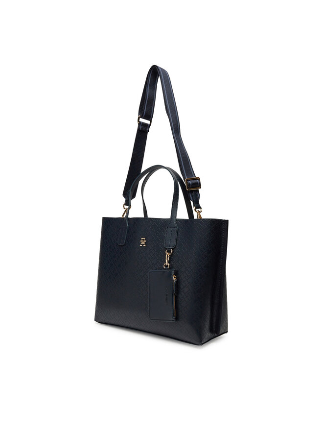 Tommy Hilfiger Kabelka Tommy Hilfiger Th Distinct Satchel Mono AW0AW17174 Tmavomodrá