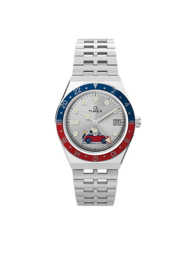 Timex Ročna ura Timex Timex x Peanuts® Q Timex® GMT TW2W83300 Pisana